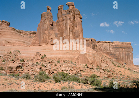 Amérique du Nord USA Utah Arches National Park Les Trois commères rock formation Banque D'Images