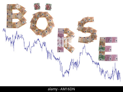 Boerse/bourse, written with bank notes Banque D'Images