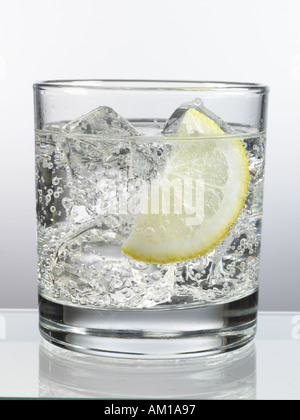 Gin Tonic citron et glace Banque D'Images