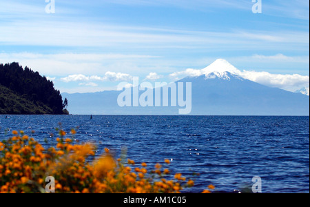 Vue sur volcan Osorno de Frutillar Chili 2652m Banque D'Images