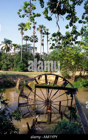 Roue de l'eau. Siem Reap, Cambodge. Banque D'Images