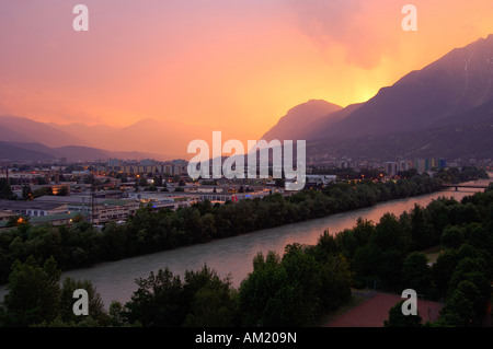 Vue sur Innsbruck, Inn et Nordkette, Tyrol, Autriche Banque D'Images