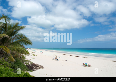 Plage de sable rose, Harbour Island, Bahamas, îles des Caraïbes, Banque D'Images