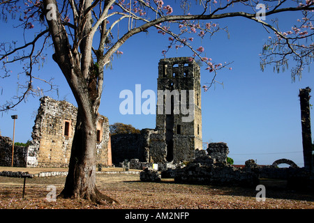 Ruines de la vieille ville de Panama détruit par Sir Henry Morgan le pirate en 1671 Banque D'Images