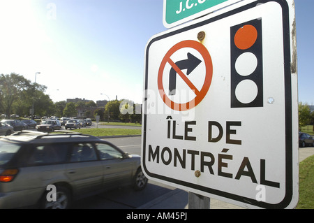 Aucune signalisation panneau de circulation à gauche Montréal Québec Canada Banque D'Images