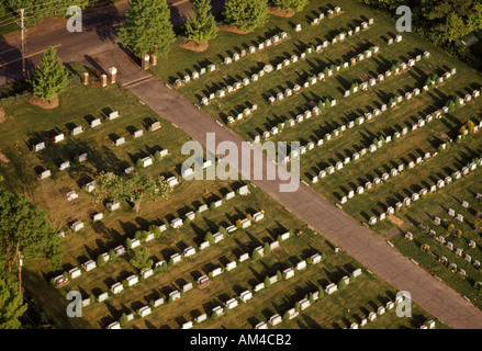 Vue aérienne d'un cimetière Banque D'Images