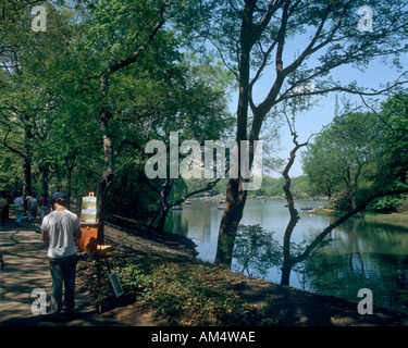 Artiste dans l'île de Manhattan, Central Park, New York City, New York State, USA Banque D'Images