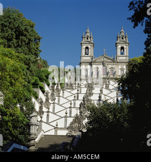 Portugal Costa Verde Minho Braga district Le monument de Bom Jesus l'escalier baroque à l'église de Bom Jesus do Monte Banque D'Images