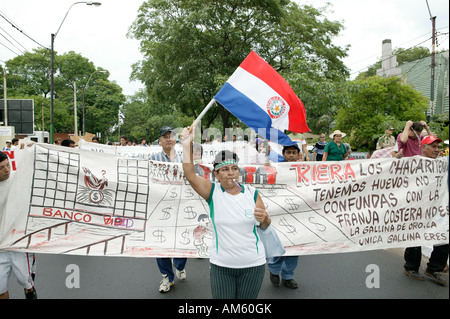 Démonstration, manifestation pour les droits sociaux, Asunción, Paraguay, Amérique du Sud Banque D'Images