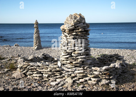 Sur la plage de Lickehamn, Gotland, Suède Banque D'Images