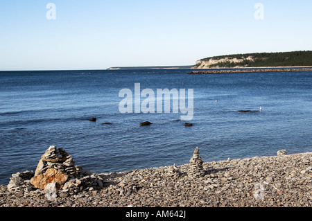 Sur la plage de Lickehamn, Gotland, Suède Banque D'Images