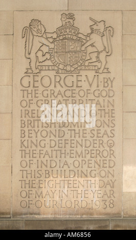 Inscription marquant l'ouverture de l'extension de l'hôtel de ville Banque D'Images