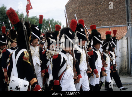 Re-énaction de la bataille de Waterloo, à Plancenoit, Belgique Banque D'Images