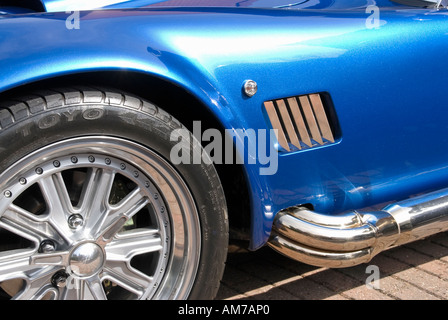 Détail de chrome et d'échappement sur AC Cobra Replica Banque D'Images