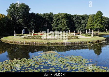 Jardins aquatiques historiques, château amarré d'Anholt, Isselburg, Westpahlia, NRW, Allemagne Banque D'Images