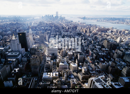 Au sud de Manhattan, vue depuis l'Empire State Building, New York City, États-Unis Banque D'Images