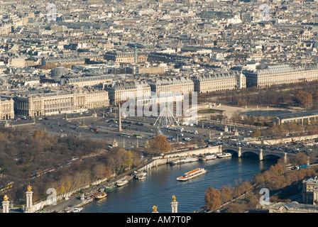 Vue depuis la Tour Eiffel tower Paris France Banque D'Images