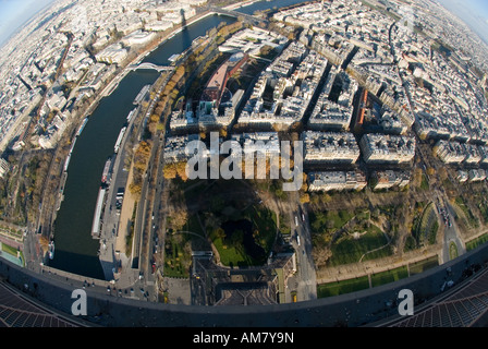 Vue depuis la Tour Eiffel tower Paris France Banque D'Images