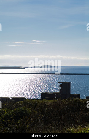 dh Churchill barrières HOLM ORKNEY Graemeshall défense de mer position d'arme surplombant la première barrière de flux de scaa batterie côtière de la seconde guerre mondiale deux défense Banque D'Images