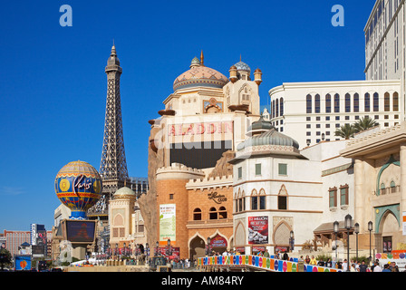 United States, Nevada, Las Vegas, Las Vegas Strip, Aladdin et Paris Las Vegas Hôtels et casinos Banque D'Images