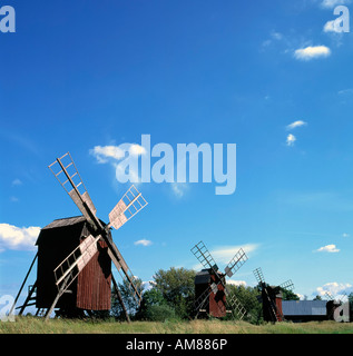 Moulins à vent, Oeland, Comté de Kalmar, Sud-Est-Suède Banque D'Images