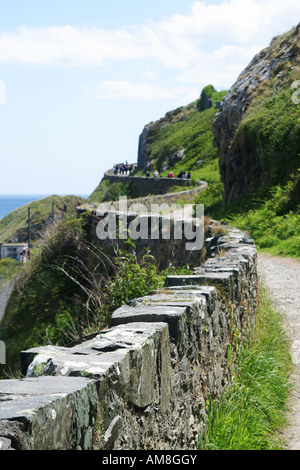 Mur le long de Bray head à pied, Co Wicklow Irlande Banque D'Images