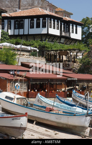 Réunion capitaine restaurant, Nessebar resort de la mer Noire, vieille ville Banque D'Images