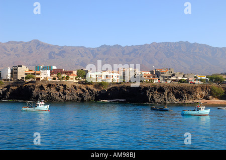 Le Cap Vert, l'île de Santo Antao, petit port de Porto Novo Banque D'Images