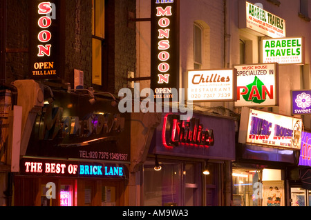 Restaurants indiens à Brick Lane Londres Banque D'Images