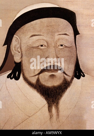 Portrait Chinois de Kublai Khan de c1262 du chef mongol et petit-fils de Gengis Banque D'Images