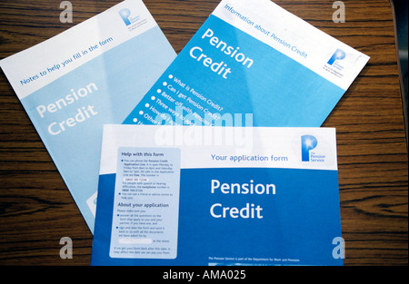 Brochures d'information de crédit de pension Banque D'Images