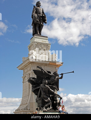 Monument de Samuel de Champlain sur la terrasse Dufferin en Vieux Québec Canada Banque D'Images