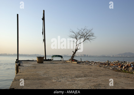 Huîtres à la baie profonde sont abandonnés en raison de graves problèmes de pollution de l'eau et la diminution de l'importance dans l'ostréiculture. Banque D'Images