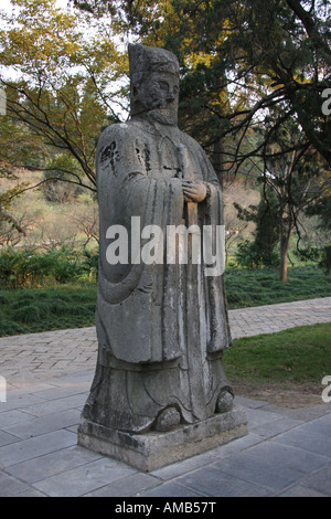 Avenue de statues en pierre, Tombeau Ming, Chine Banque D'Images