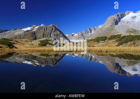 Nesthorn, 3824 m, 3020m, Sparrhorn, Fusshoerner, grosses Fusshorn, 3627m, région de l'Aletsch, Aletsch, Valais, Suisse Banque D'Images