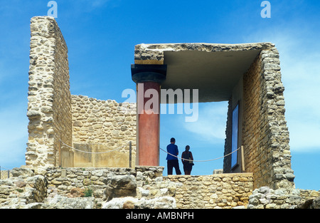 Partie d'une antique maison à l'excavation archéologique Knossos sur l'île grecque de Crète Banque D'Images