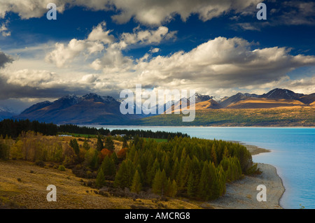 Le lac Pukaki et gamme Gammack, île du Sud, Nouvelle-Zélande Banque D'Images