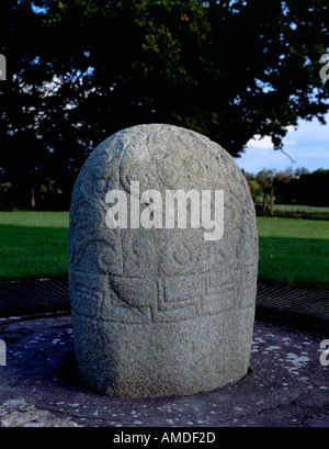 La pierre Turoe (Fin de l'âge du fer dans le style de la Téne), près de Noreña, comté de Galway, Irlande (Irlande). Banque D'Images