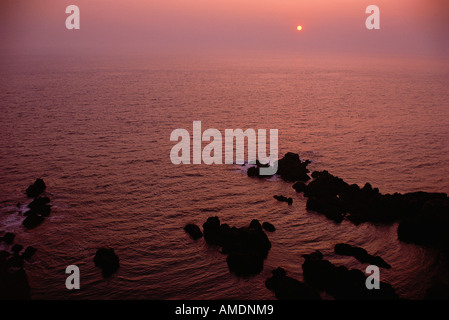 Coucher du soleil du Sud, chef de l'île Grand Manan, Nouveau-Brunswick, Canada Banque D'Images