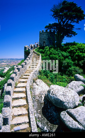 Château mauresque - Castelo dos Mouros, Sintra, Lisbonne, Portugal Banque D'Images