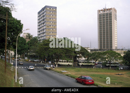 Les immeubles de bureaux, quartier du Plateau, Abidjan, Côte d'Ivoire Banque D'Images