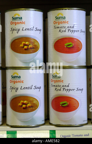 SUMA soupe bio en vente dans la boutique à la ferme Graig Organics Dolau Rhayader Powys Pays de Galles UK Banque D'Images