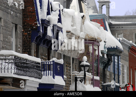 Maisons dans l'hiver Montréal Québec Canada Banque D'Images