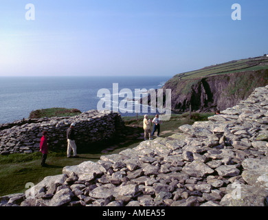 'Âge de fer' de colline promontoire fort de dunbeg, fahan, péninsule de Dingle, comté de Kerry, Irlande (Irlande). Banque D'Images