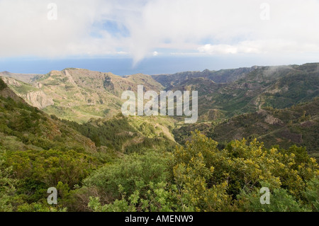 Caldeira paysage du Barranco de Benchijigua, La Gomera. Au sud de l'Ermita de San Juan de Mirador de Tajaque Banque D'Images