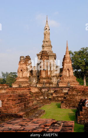 Wat Mahathat, Parc historique de Sukhothai, Thaïlande Banque D'Images