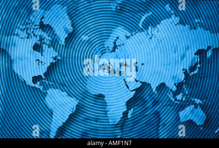 Carte du monde et Radar Banque D'Images