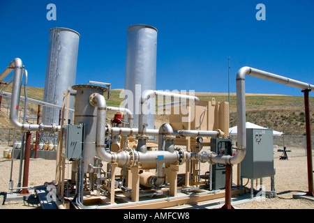 L'équipement de récupération de gaz méthane génère de l'électricité à un enfouissement sanitaire dans la région de Boise, Idaho. Banque D'Images