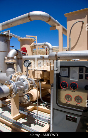 L'équipement de récupération de gaz méthane génère de l'électricité à un enfouissement sanitaire dans la région de Boise, Idaho. Banque D'Images