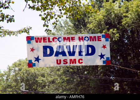 Panneau disant Bienvenue accueil David pour le Corps des Marines Banque D'Images